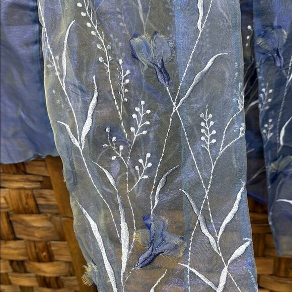 Vintage See-through Sheer Blue Floral Embroidered Jacket - Picture 2 of 5